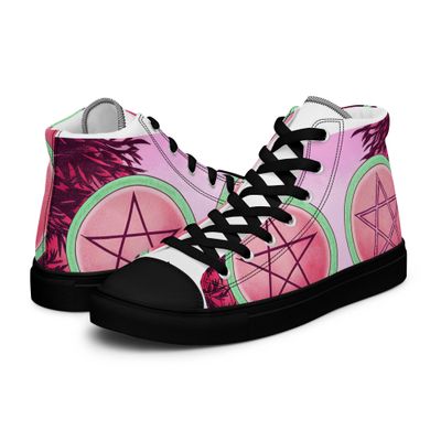 Pentacles Women’s high top canvas shoes kushfam