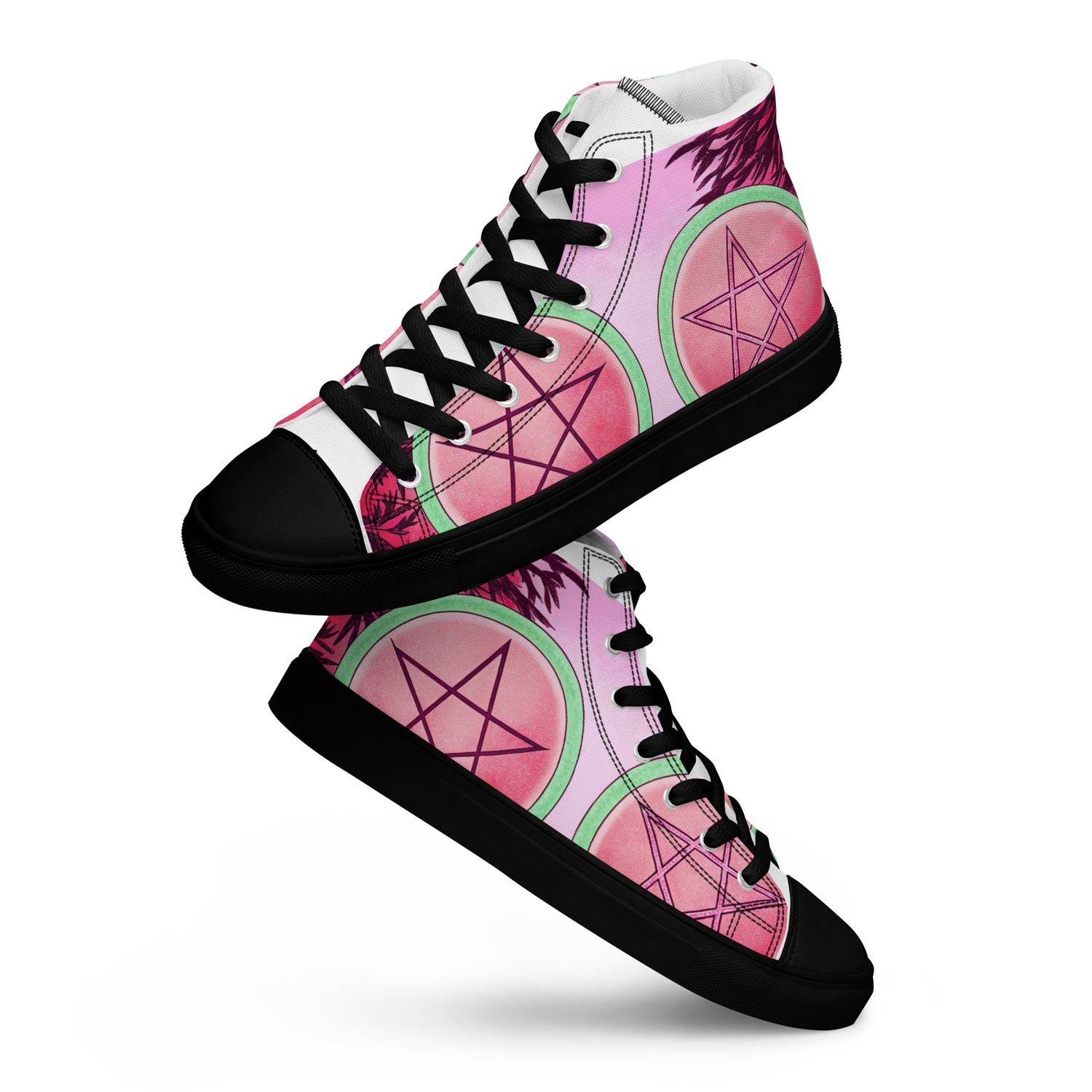 Pentacles Women’s high top canvas shoes kushfam