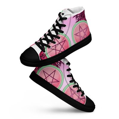 Pentacles Women’s high top canvas shoes kushfam