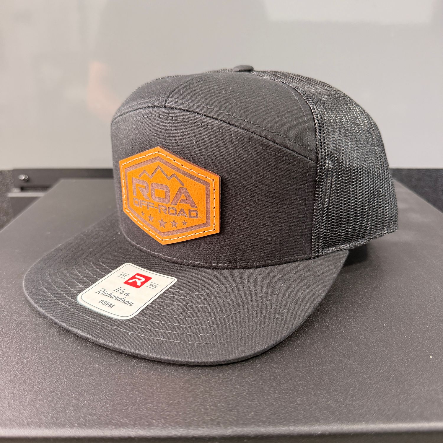 ROA OFFROAD Leather Patch 9 Panel Flat bill Hat by PECU and Richardson