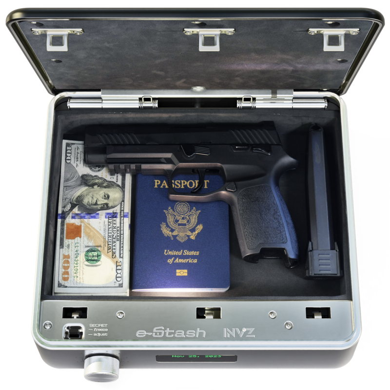 e-Stash® 14G Steel Concealment Biometric Gun Safe for Handgun Hidden as Nightstand Digital Clock