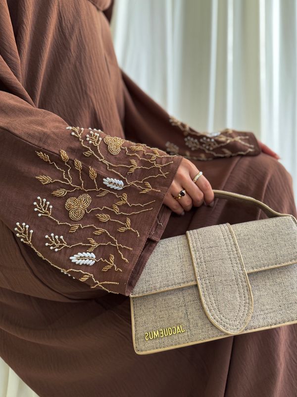 Glimmer Abaya in Coffee Brown