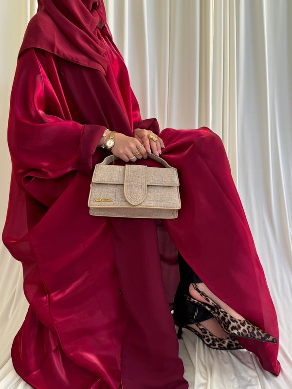 Double Sided/Wide Abaya in Cherry Red
