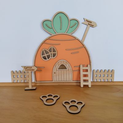 Easter bunny magic house, acrylic and timber design