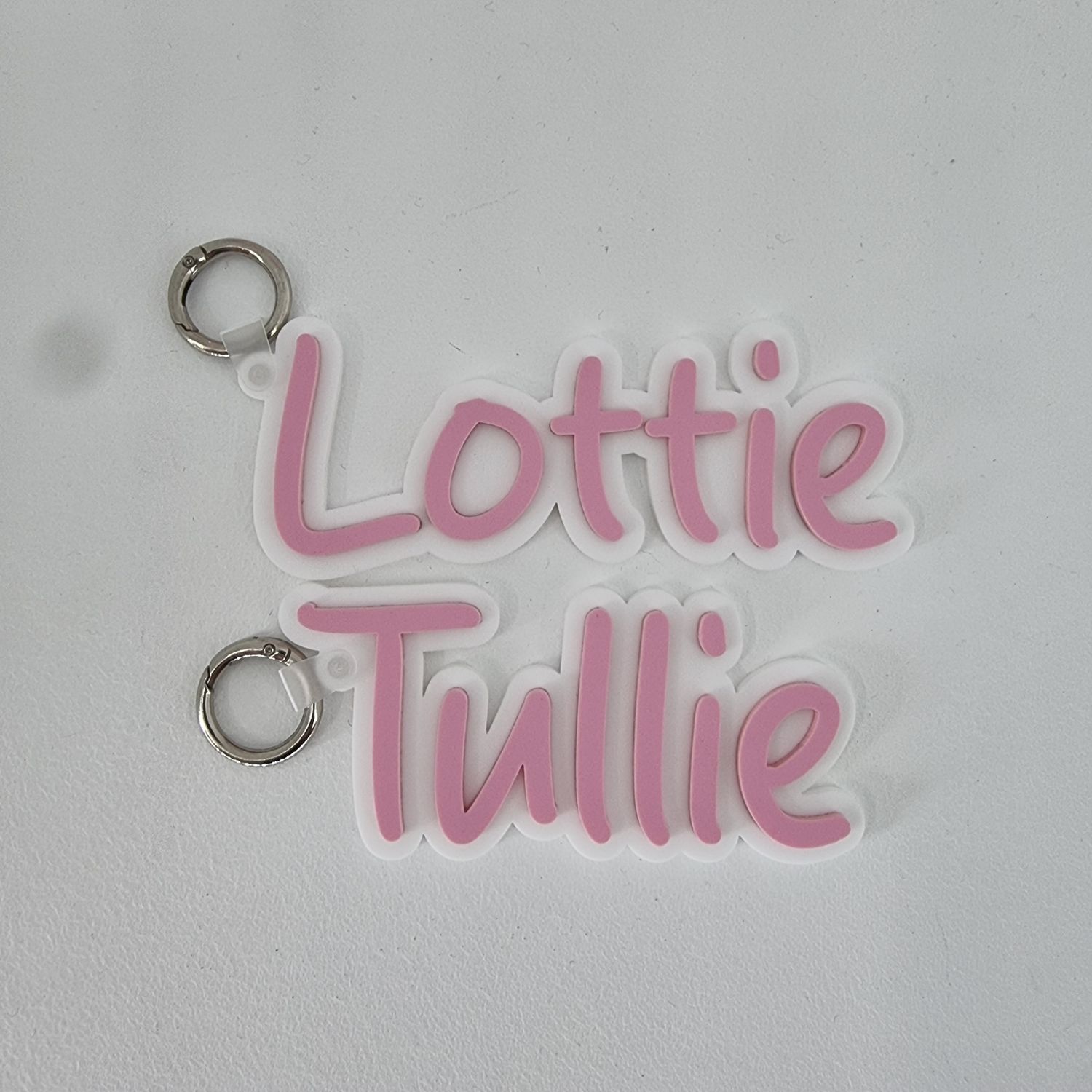 ACRYLIC DOUBLE LAYER NAME KEY / BAG TAGS