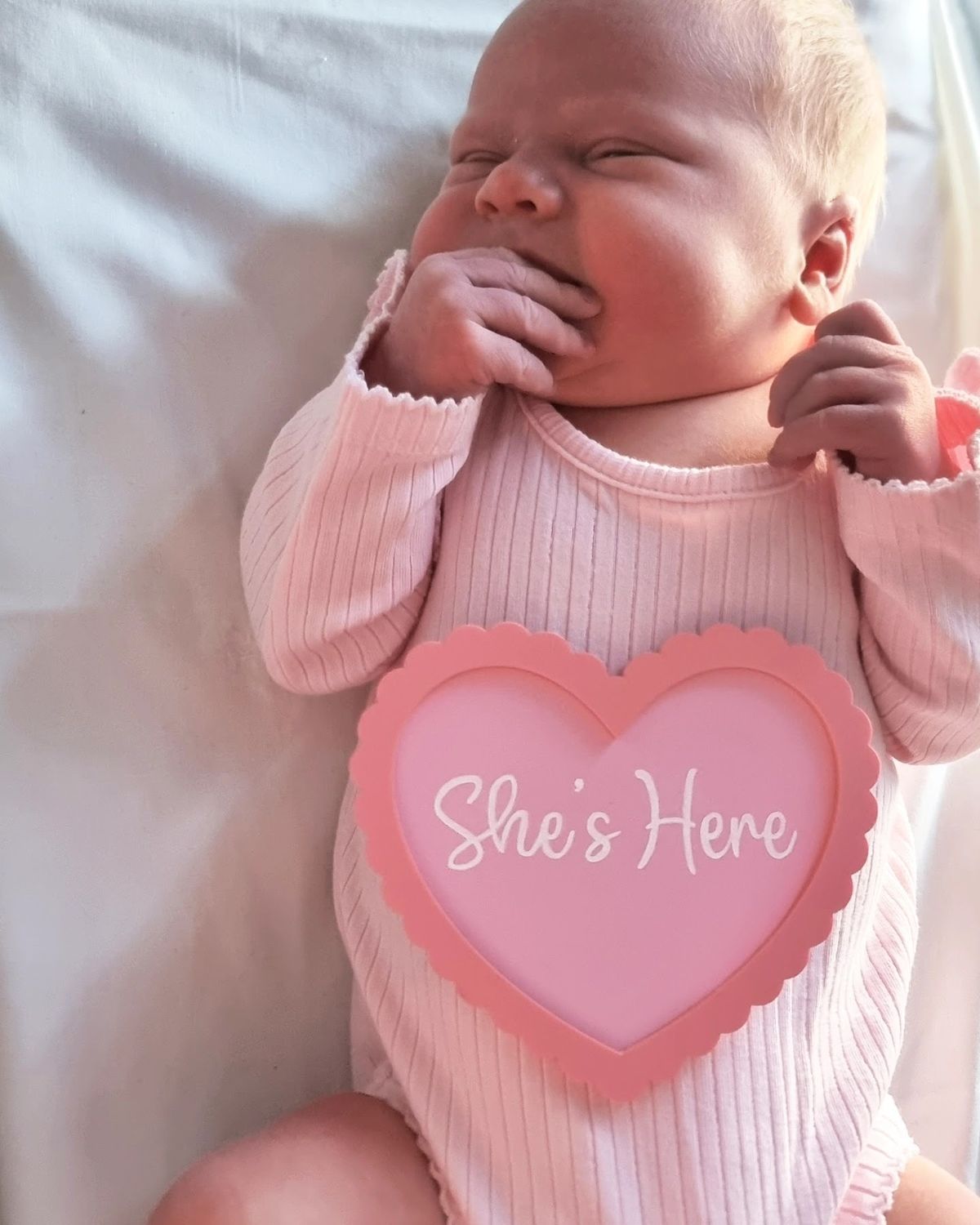 SHE IS HERE - DOUBLE LAYER - SCALLOP HEART PLAQUE