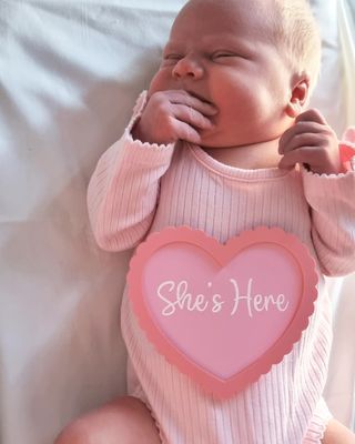 SHE IS HERE - DOUBLE LAYER - SCALLOP HEART PLAQUE