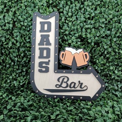 DAD&#39;S BAR - BEER GLASSES ARROW SIGN