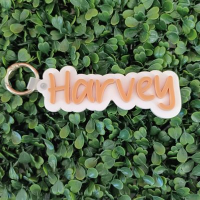 ACRYLIC DOUBLE LAYER NAME KEY / BAG TAGS