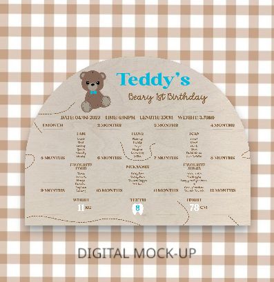 BEARY FIRST BIRTHDAY BOARD - MILESTONE &amp; PHOTO DISPLAY