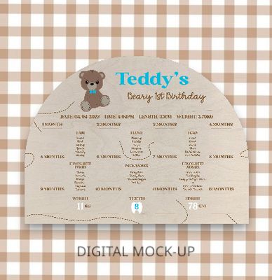 BEARY FIRST BIRTHDAY BOARD - MILESTONE &amp; PHOTO DISPLAY