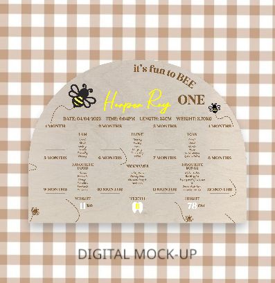 IT&#39;S FUN TO BEE ONE - FIRST BIRTHDAY BOARD WITH MILESTONES &amp; PHOTOS