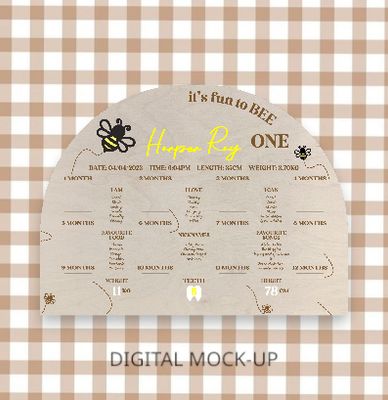 IT&#39;S FUN TO BEE ONE - FIRST BIRTHDAY BOARD WITH MILESTONES &amp; PHOTOS