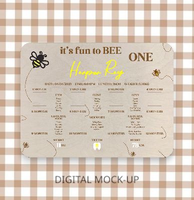 IT'S FUN TO BEE ONE - FIRST BIRTHDAY BOARD WITH MILESTONES &amp; PHOTOS