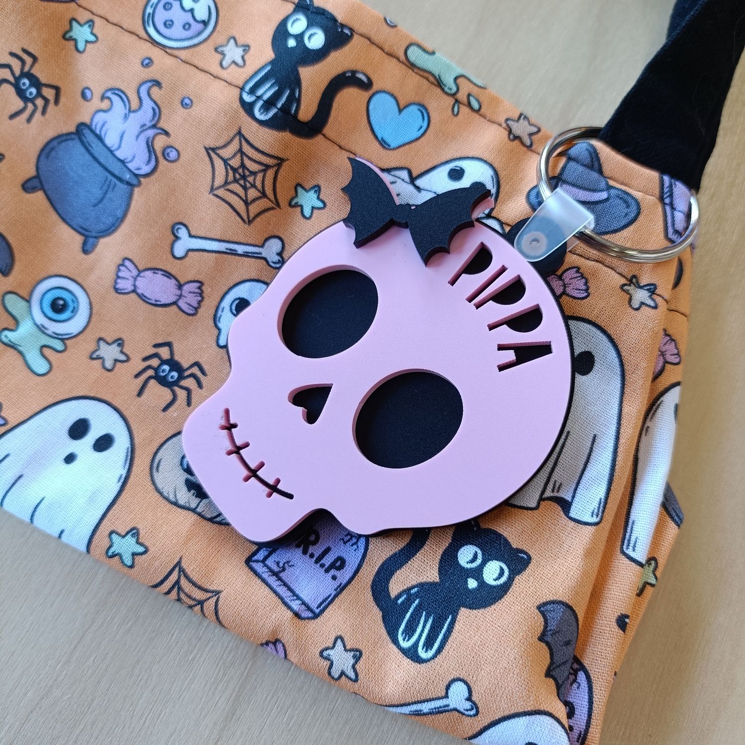 Skull with Bow Personalised Tag