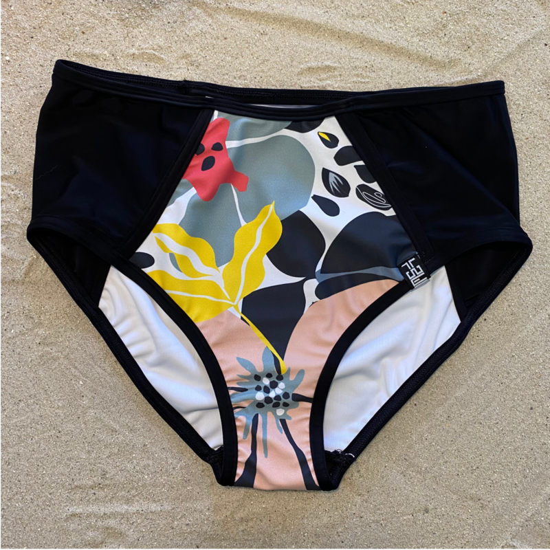 HIGH WAISTED BIKINI BRIEFS: Pink Flower Power