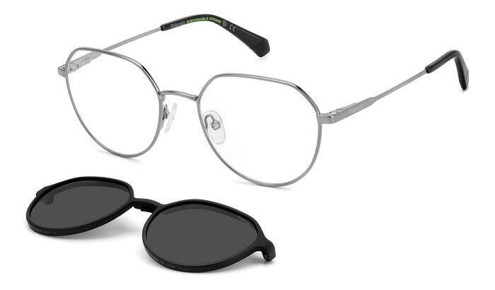 Polaroid argento con clip-on verde
