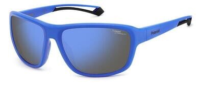 POLAROID da sole maschera blu specchiato adatto per running, motociclismo, ciclismo e golf.