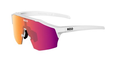 KOO avvolgente bianco con lenti fucsia fotocromatiche, adatto per chi va in bici.