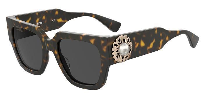 Moschino da sole squadrato grande marrone con l'orecchino Moschino da sole squadrato grande marrone con l'orecchino
