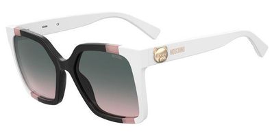 Moschino da sole squadrati nero-bianco-rosa con l'orsacchiotto