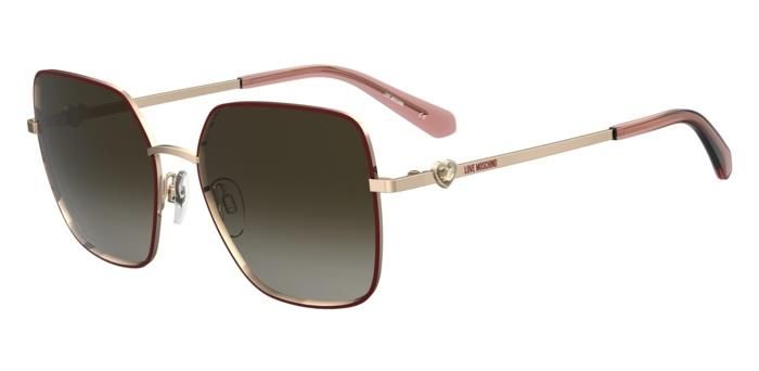 Moschino Love da sole squadrato oro-cuore argento con lenti sfumate grigia