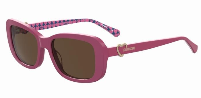 Moschino Love da sole rettangolare rosa-blu con il cuore in 3D