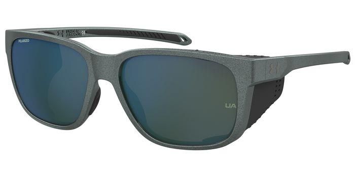 UNDER ARMOUR da sole grigio satinato con parasole, ideali per golf e tennis.