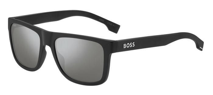Boss squadrato nero con lenti grigio specchiato