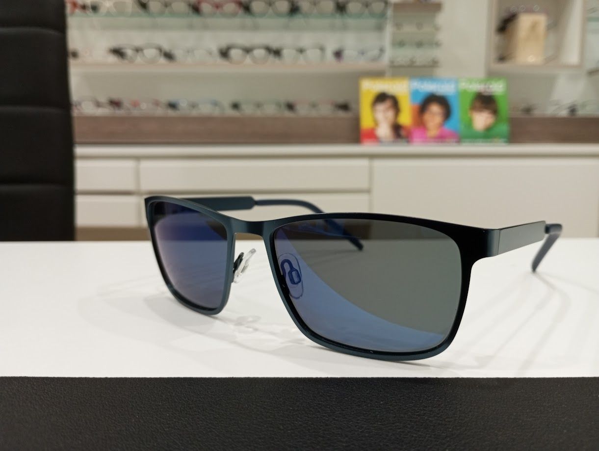 Pigreco da sole squadrato blu specchiato grande