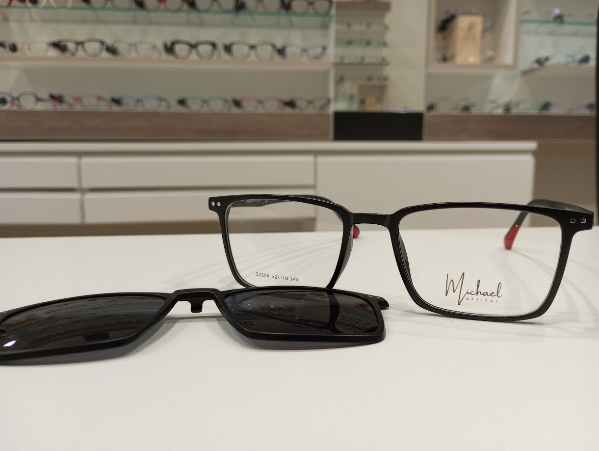 Michael Optical squadrato nero opaco con clip-on