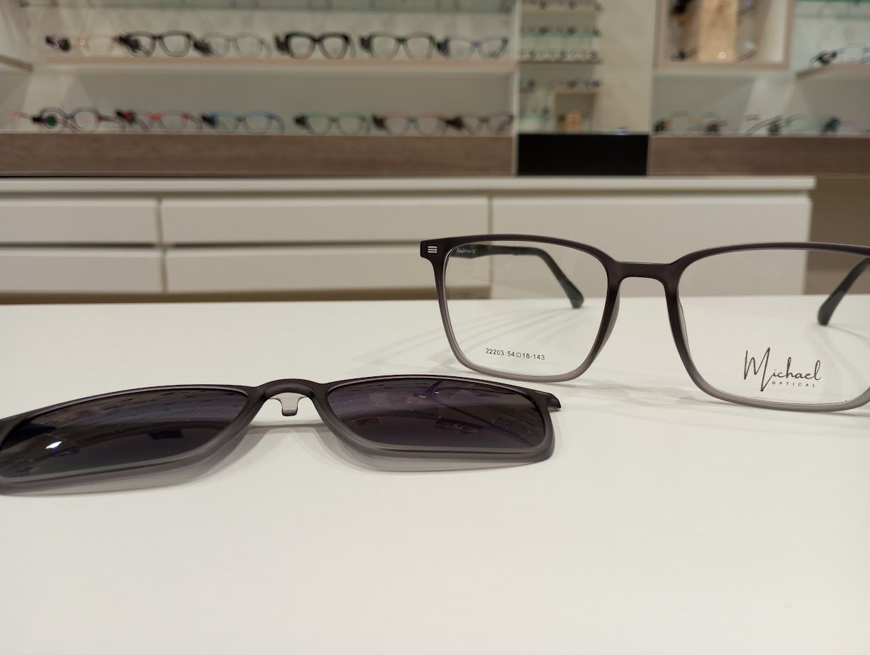 Michael Optical squadrato grigio sfumato con clip-on