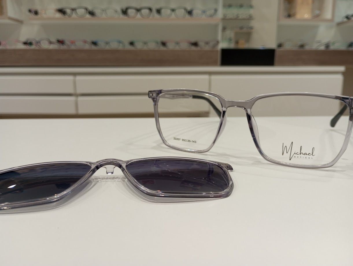 Michael Optical squadrato cristallo con clip-on