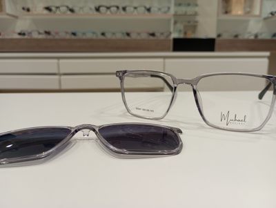 Michael Optical squadrato cristallo con clip-on Michael Optical squadrato cristallo con clip-on