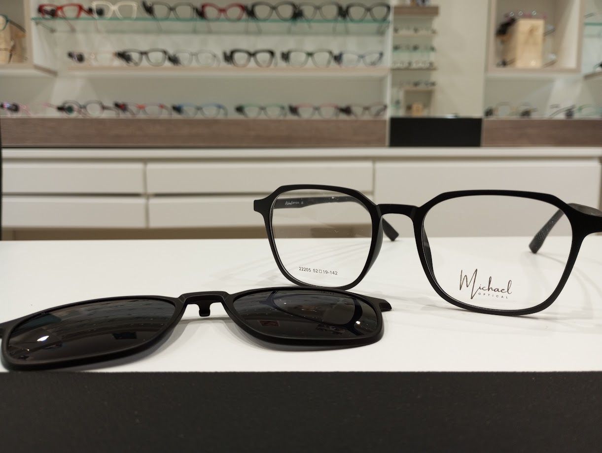 Michael Optical rotondo nero con clip-on