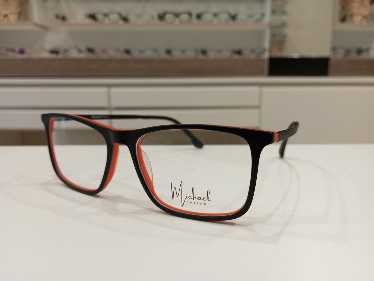Michael Optical squadrato nero-arancione