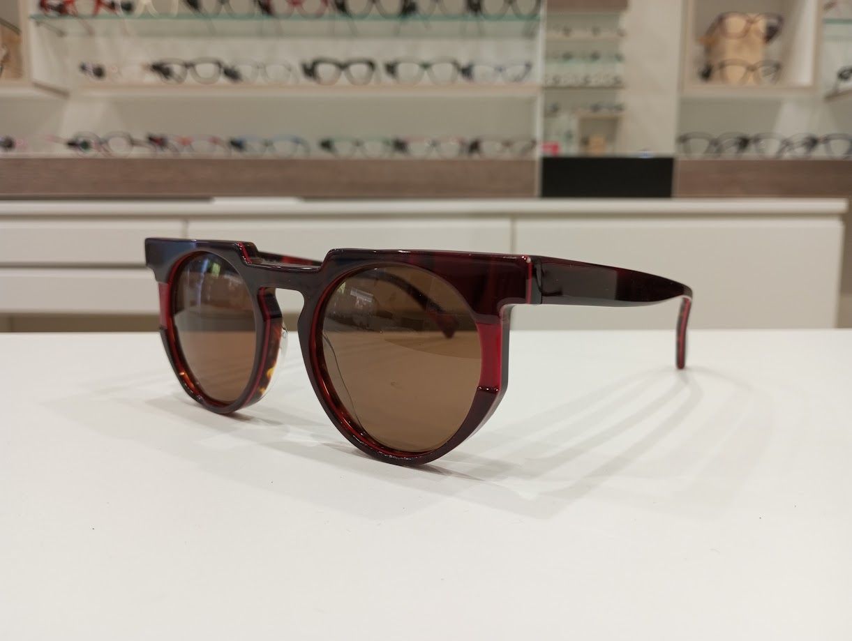 Michael Optical da sole rotondo maculato rosso FATTO A MANO IN ITALIA