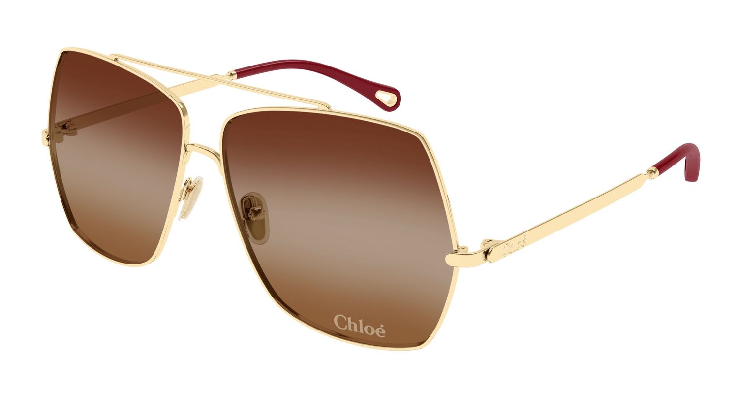 Chloè da sole basso in metallo squadrato doppio ponte CH0278S 001