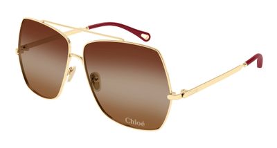 Chloè da sole basso in metallo squadrato doppio ponte CH0278S 001