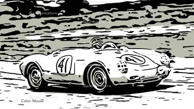 Porsche 550 Spyder #41 Sebring Race Track - Monochrome Series
