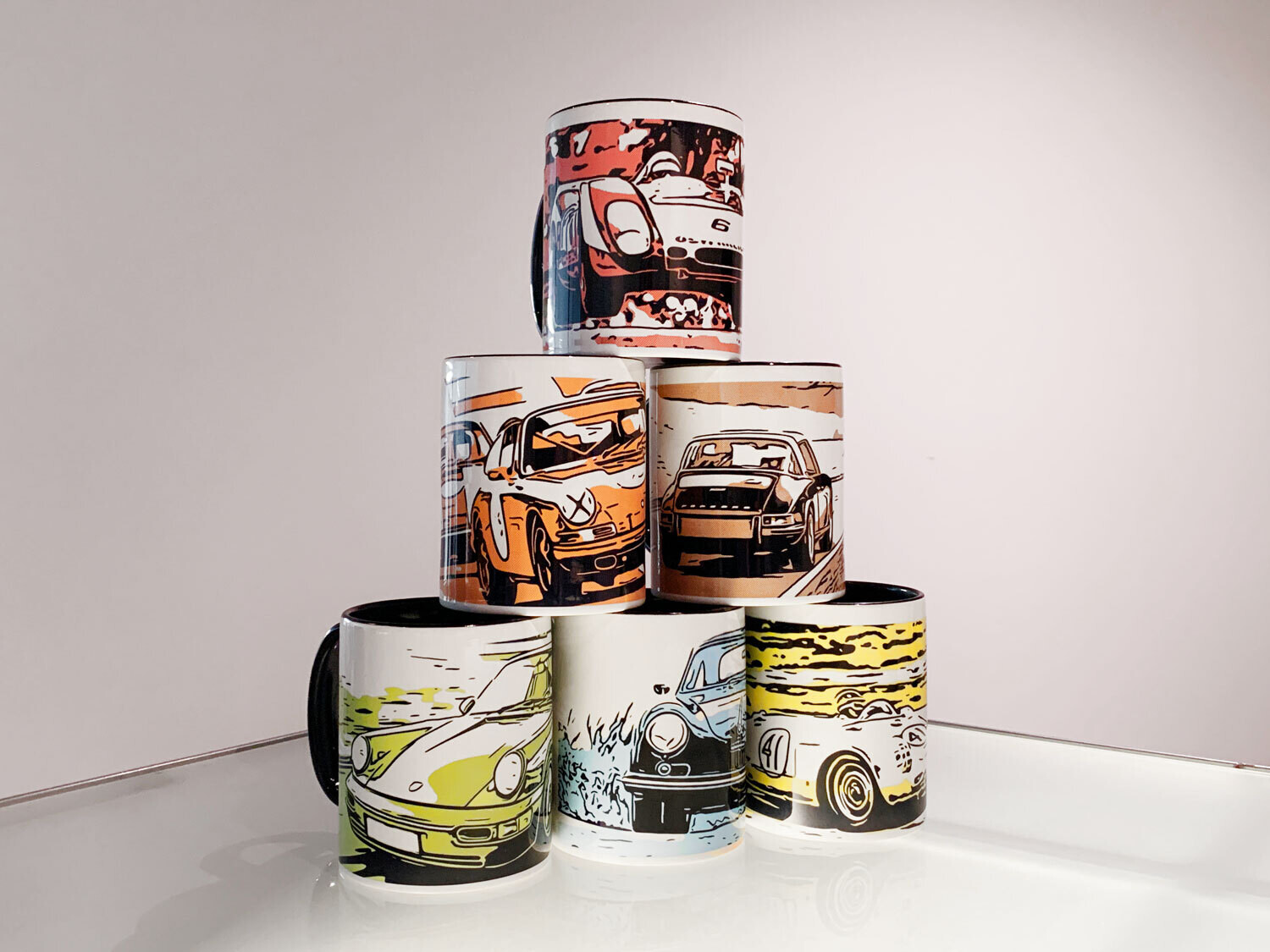Complete Collection of 6 'Sportomotive Original' Art Mugs