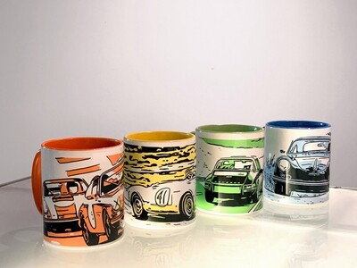 Collection of 4 'Sportomotive Original' Limited Edition Art Mugs