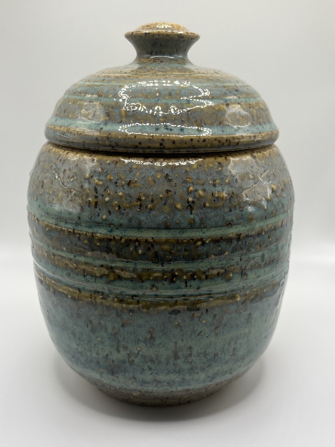 Light Green Speckled Lidded Container