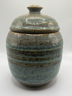 Light Green Speckled Lidded Container