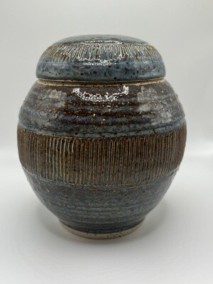 Hand Detailed Green Speckled Lidded Container