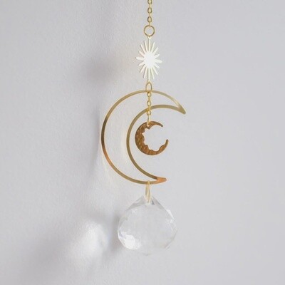 Crescent &amp; Sun Crystal Suncatcher