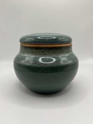 Grey Swirl on Smokey Green Lidded Container