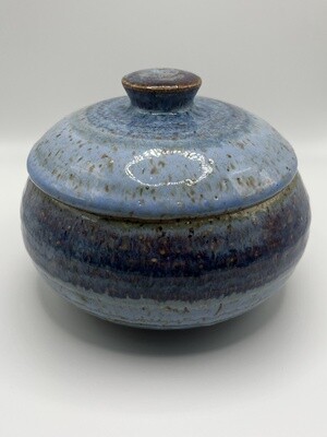 Light Blue Speckled Lidded Container