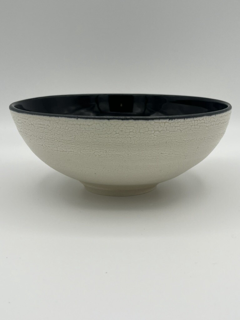 White Crackle and Black Interior Bowl