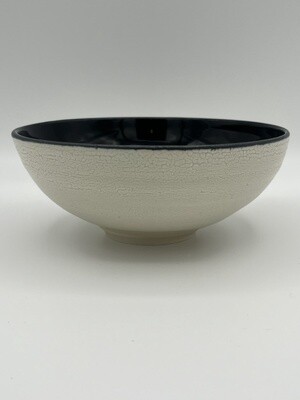 White Crackle and Black Interior Bowl